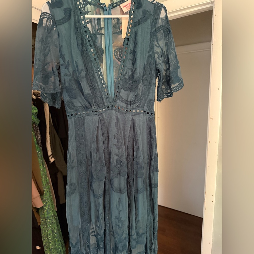 Showpo Dark Teal Lace Dress